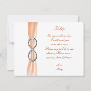 Orange Infinity Hochzeitskarte für die Ehrenjungfe Einladung