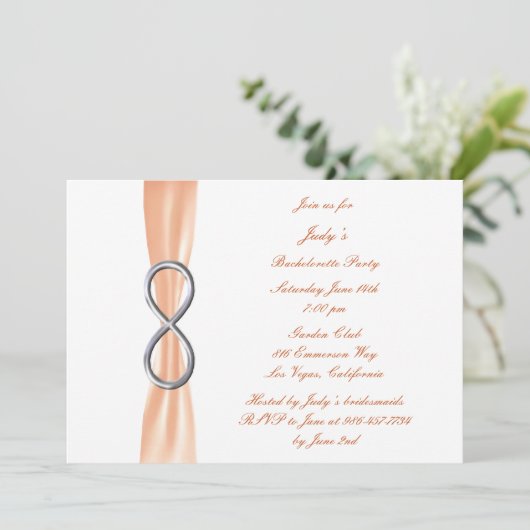 Orange Infinity Junggeselinnen-Abschied Einladung (Stehend Vorderseite)