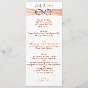 Orange Infinity Wedding Menu Card Menükarte
