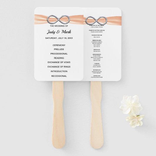 Orange Infinity Wedding Program Fans Fächer (Vorne und Hinten)