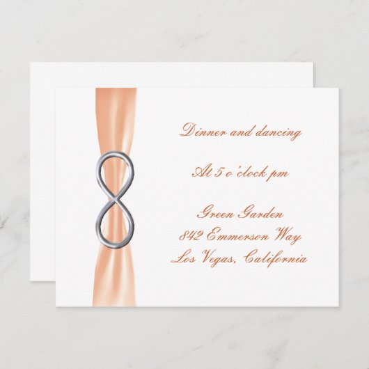 Orange Infinity Wedding Reception Card Einladung (Vorne/Hinten)
