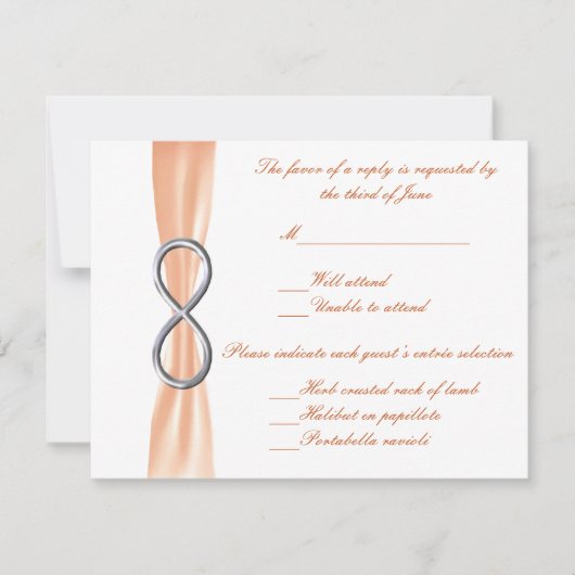 Orange Infinity Wedding Response Card RSVP Karte (Vorderseite)