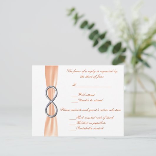 Orange Infinity Wedding Response Card RSVP Karte (Stehend Vorderseite)