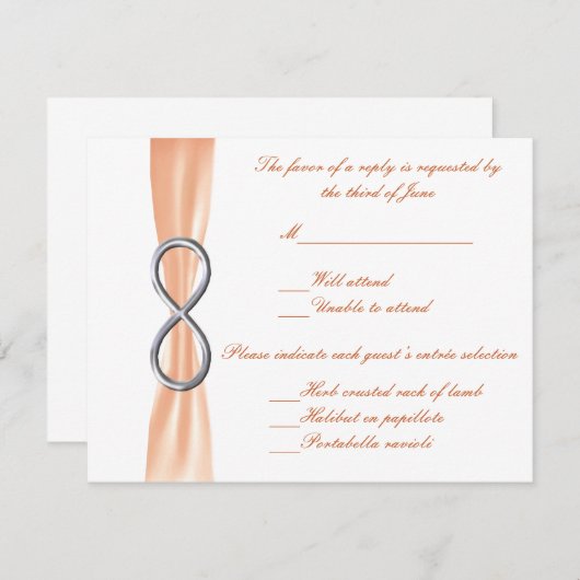 Orange Infinity Wedding Response Card RSVP Karte (Vorne/Hinten)