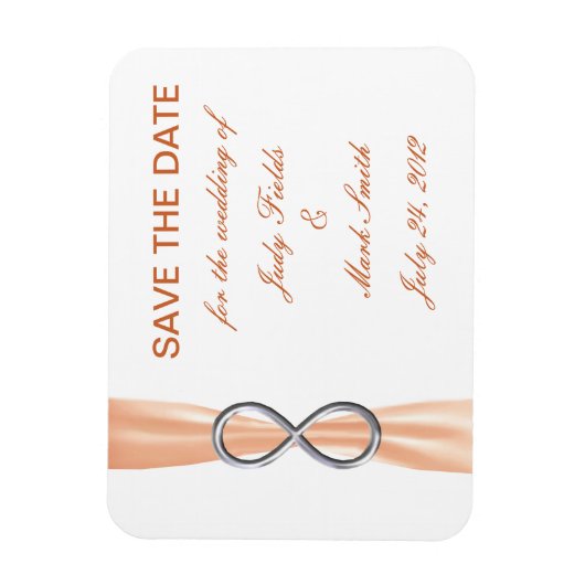 Orange Infinity Wedding speichert das Date Magnet (Vertikal)