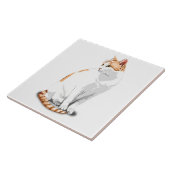 Orange Ingwer und weiße Katze Custom Fliese (Seite)