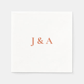 Orange Initials Wedding Napkin Serviette