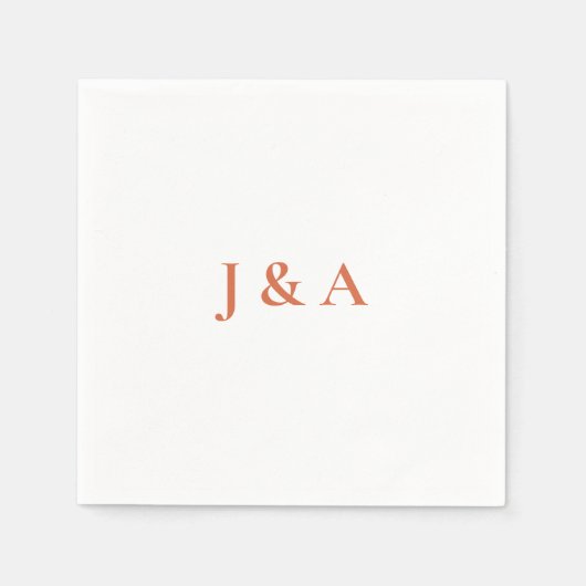 Orange Initials Wedding Napkin Serviette (Vorderseite)