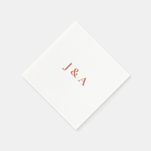 Orange Initials Wedding Napkin Serviette (Ecke)