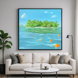 Orange-Insel - Malerische Meereslandschaft Poster