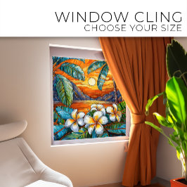 Orange Insel Sonnenuntergang Kunstgewerbe Fensteraufkleber