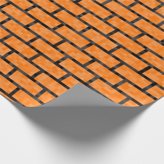 Orange inspiriertes Ziegelstein-8-Bitmuster Geschenkpapier (Ecke)