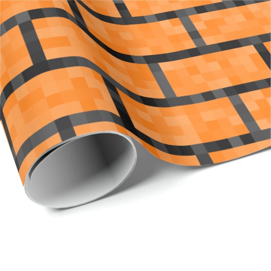 Orange inspiriertes Ziegelstein-8-Bitmuster Geschenkpapier (Rolleneckpunkt)