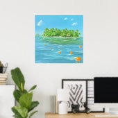 Orange Island - Painterly Seascape Poster (Heimbüro)
