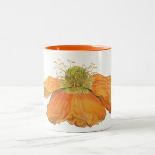 Orange isländische Mohnblumen-Tasse 11 Unze. Ton 2 Zweifarbige Tasse