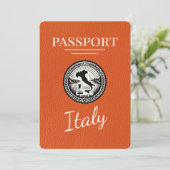 Orange Italy Passport Save The Date (Stehend Vorderseite)