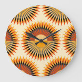 Orange Ivory Blume Sternmuster Große Wanduhr (Vorderseite)