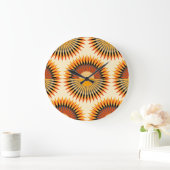 Orange Ivory Blume Sternmuster Große Wanduhr (Zuhause)