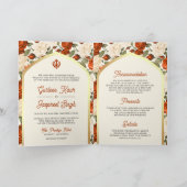 Orange Ivory Floral All in One Sikh Wedding Einladung (Innenseite)