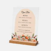 Orange ivory florals arch Bar Drink Menu Acrylschild (Winkel)