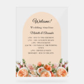 Orange ivory florals arch clear wedding program acrylschild (Vorderseite)