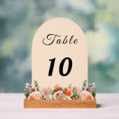 Orange ivory florals arch table number acrylschild (Neutral)