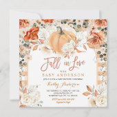 Orange Ivory Pumpkin Baby Dusche fällt in Liebe Einladung (Vorderseite)