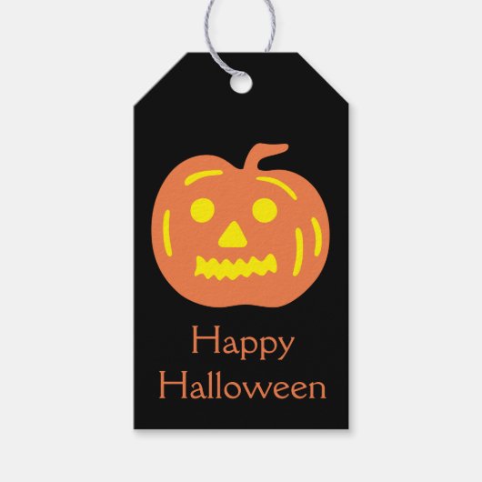 Orange Jack-O-Lantern Halloween Pumpkin Leckerei B Geschenkanhänger (Vorderseite)