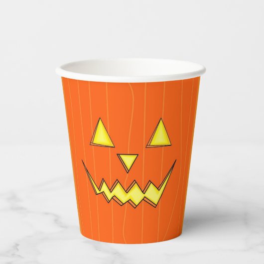 Orange Jack-O-Lantern Party Cups zu Halloween Pappbecher (Vorderseite)