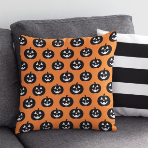 Orange Jack O Lantern Pumpkin Pattern Halloween Kissen