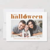 Orange Jack-o'-Laterne Foto Happy Halloween Ankündigung (Vorderseite)