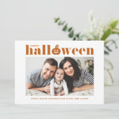 Orange Jack-o'-Laterne Foto Happy Halloween Ankündigung (Stehend Vorderseite)
