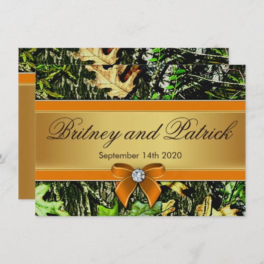 Orange Jagd-Themed Einladung (Vorne/Hinten)