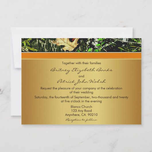 Orange Jagd-Themed Einladung (Rückseite)