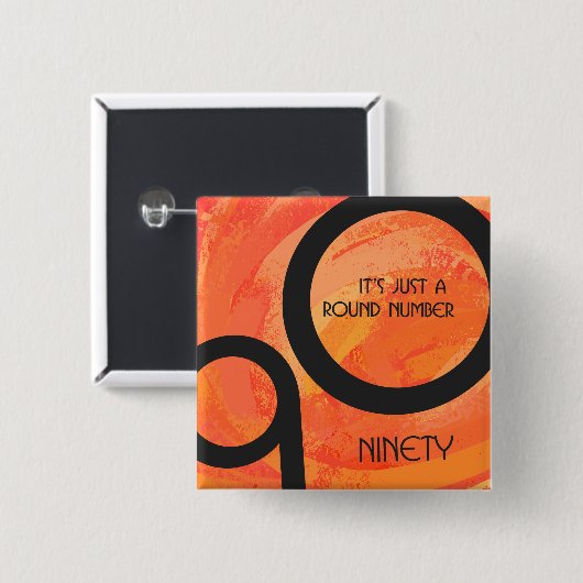 Orange Jahrzehnt-90. Geburtstag Button (Vorne & Hinten)