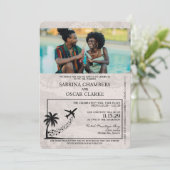 Orange Jamaica Passport Hochzeitseinladung Einladung (Stehend Vorderseite)