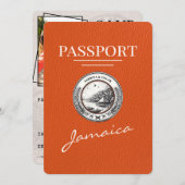 Orange Jamaica Passport Save the Date (Vorne/Hinten)