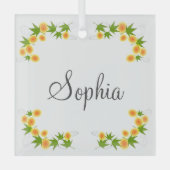 Orange japanische Blume Ornament Aus Glas (Vorderseite)