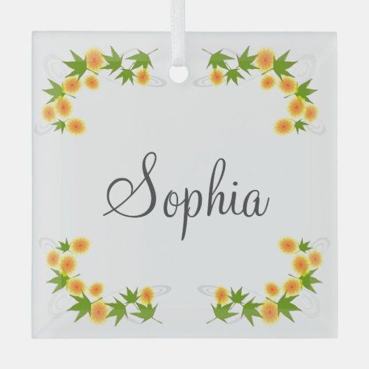 Orange japanische Blume Ornament Aus Glas (Vorderseite)