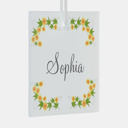 Orange japanische Blume Ornament Aus Glas (Vorderseite Rechts)