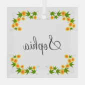 Orange japanische Blume Ornament Aus Glas (Rückseite)