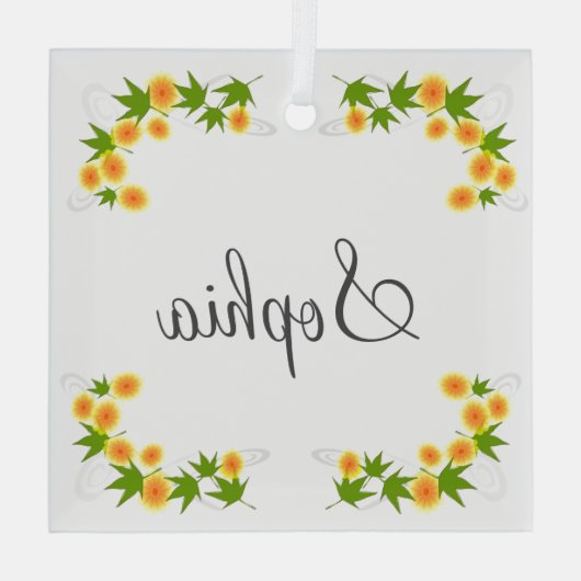 Orange japanische Blume Ornament Aus Glas (Rückseite)