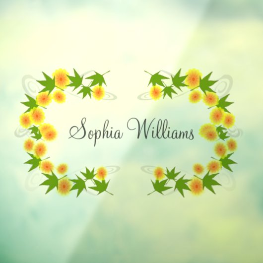 Orange japanische Blume weiß Fensteraufkleber (Blatt 3)