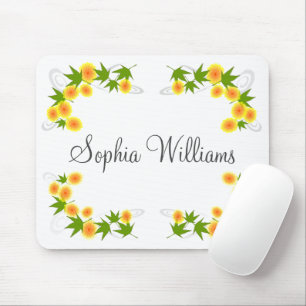 Orange japanische Blume weiß Mousepad