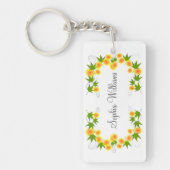 Orange japanische Blume weiß Schlüsselanhänger (Vorderseite)