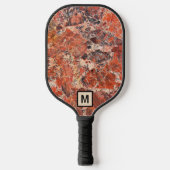 Orange Jasper Stone Pattern mit Initial Pickleball Schläger (Vorderseite)