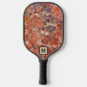 Orange Jasper Stone Pattern mit Initial Pickleball Schläger (Rückseite)