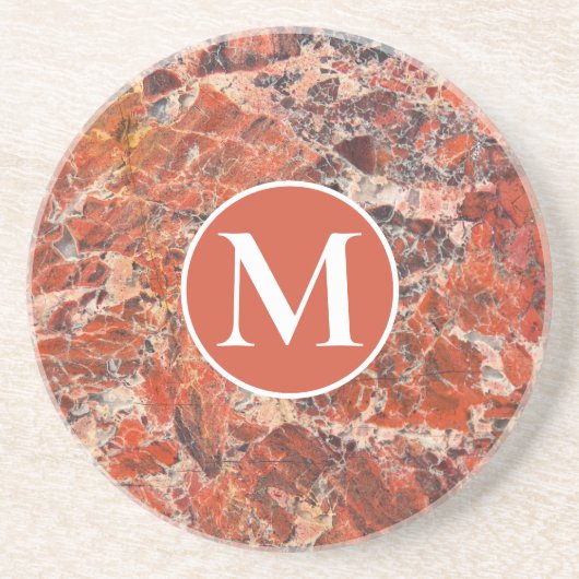 Orange Jasper Stone Pattern Monogram Getränkeuntersetzer (Vorne)