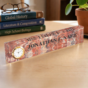 Orange Jasper Stone Schreibtisch Namensschild mit Namensplakette