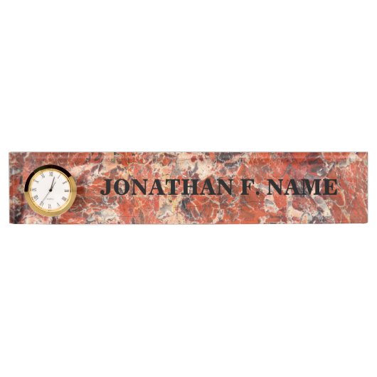 Orange Jasper Stone Schreibtisch Namensschild mit  Namensplakette (Vorderseite)